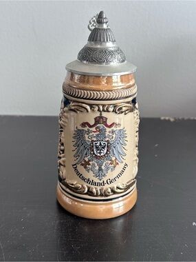 Vintage Germany Lidded Beer‎ Stein Ceramic Deutschland-Germany Eagle Crest